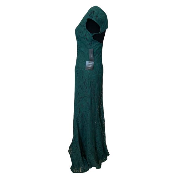 New ~ LULU'S ~ Cascading Dreams Emerald Green Lace Maxi Dress Small - Picture 6 of 9